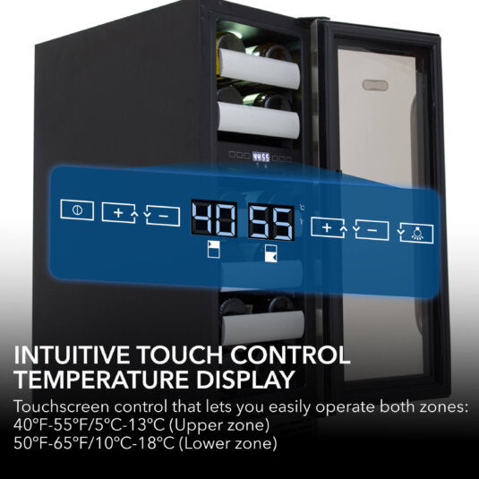 17 Bottle Dual Zone Wine Refrigerator, 12" Built-in Seamless Stainless Steel