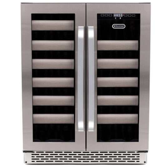 40 Bottle Dual Zone Wine Refrigerator, 24" Built-in Seamless Stainless Steel