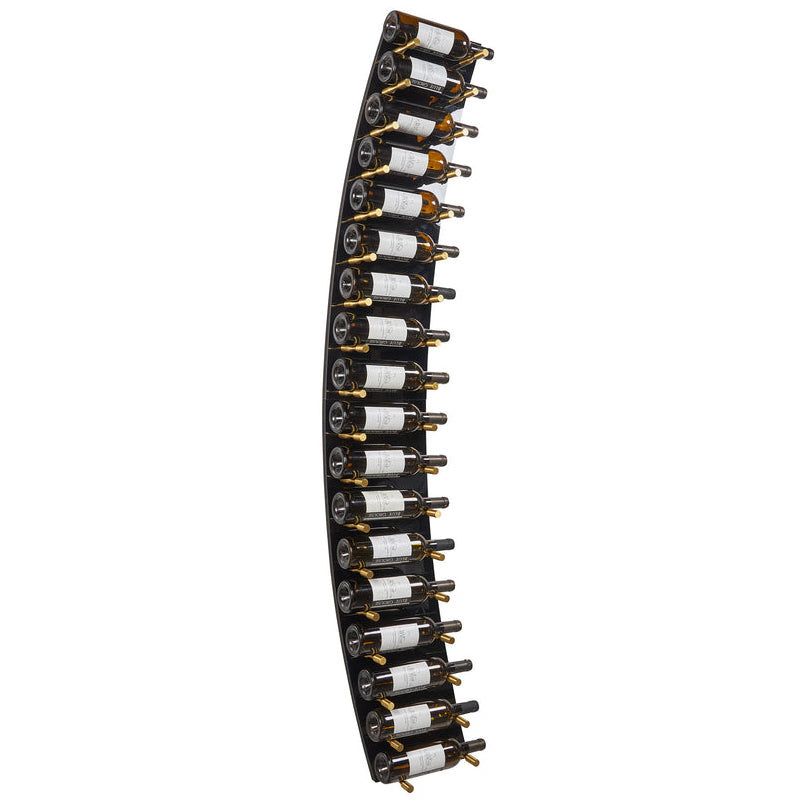 Wine Rack with Single Pegs and Panels Curved Black Gold