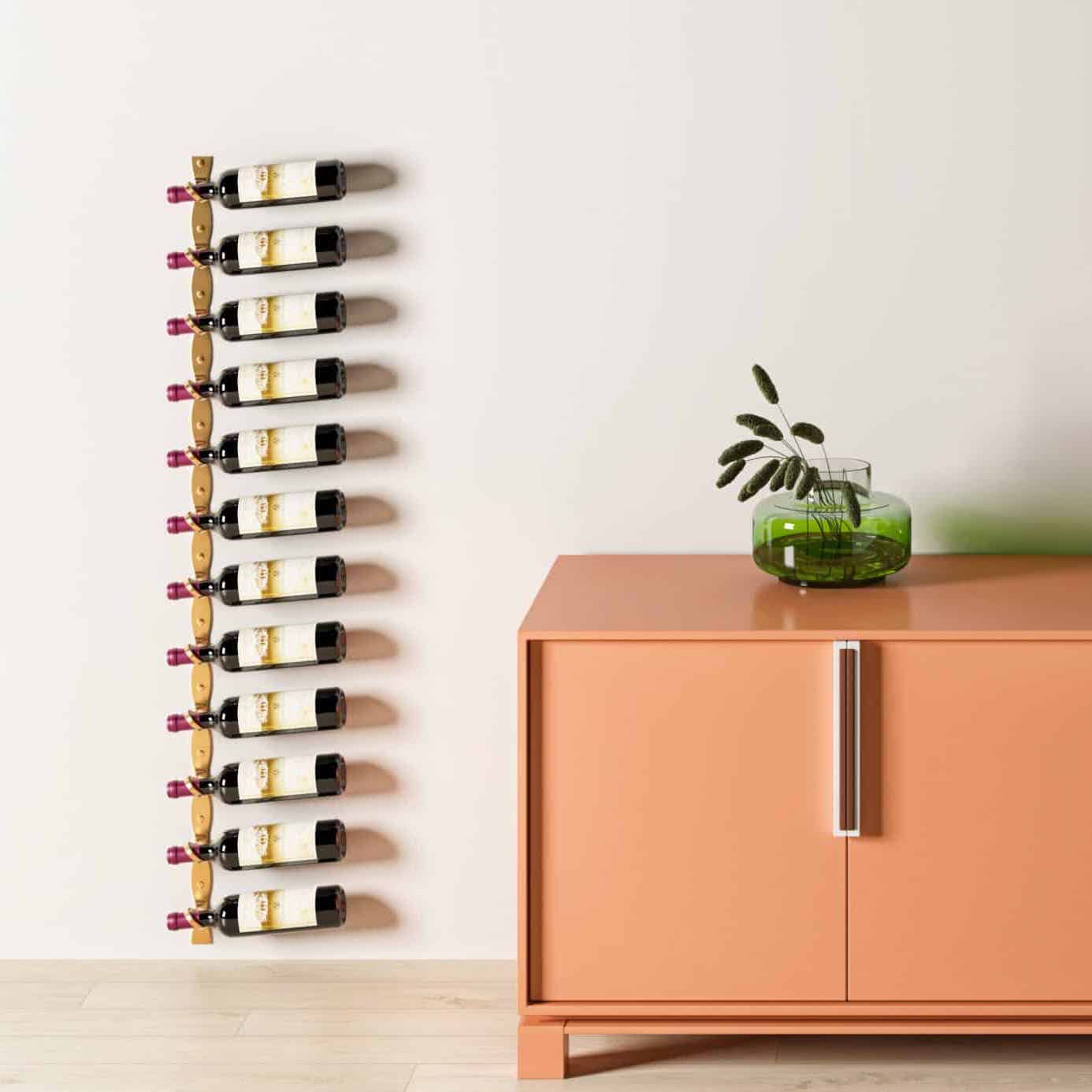 helix single 60 wall mounted metal wine rack in room