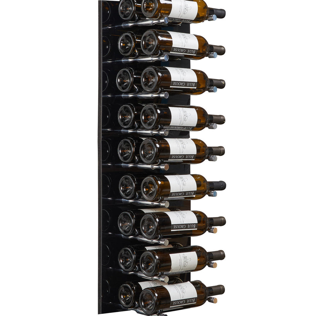 Wine Rack with Double Peg and Black Panels Polished-Aluminum