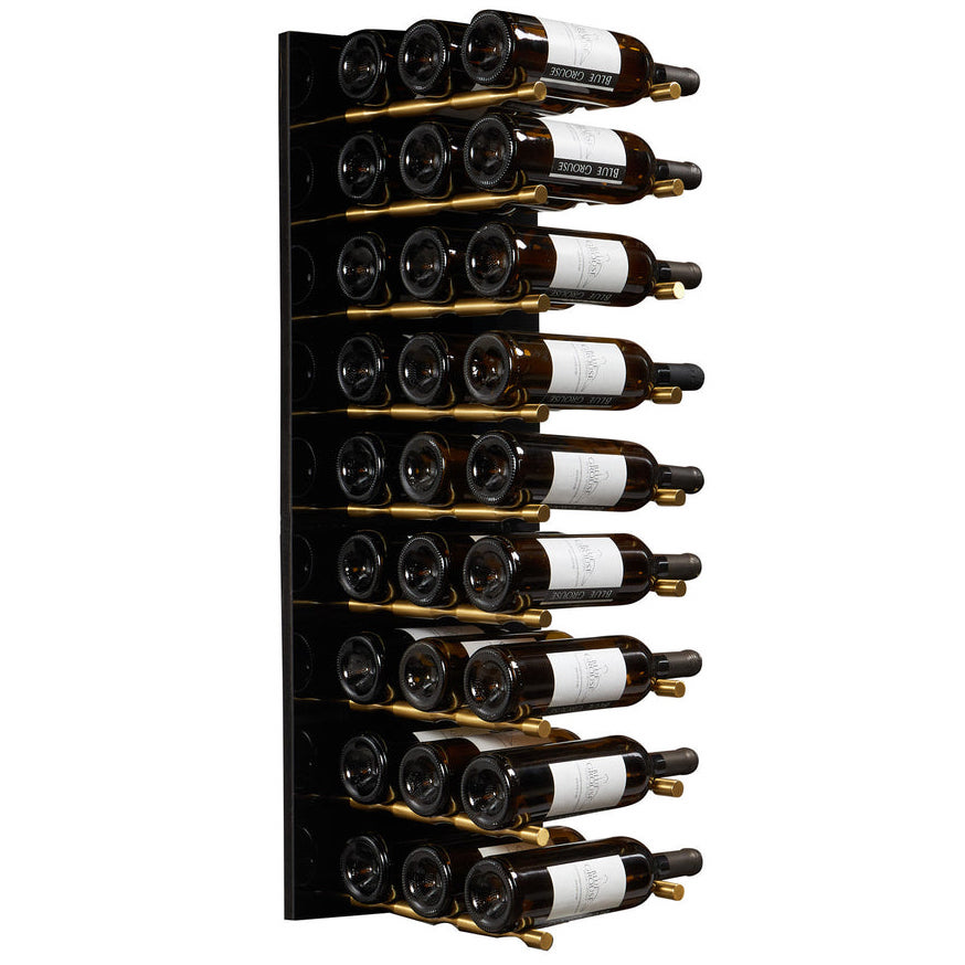 Wine Rack with Double Pegs and Panels 3 Foot Black Gold