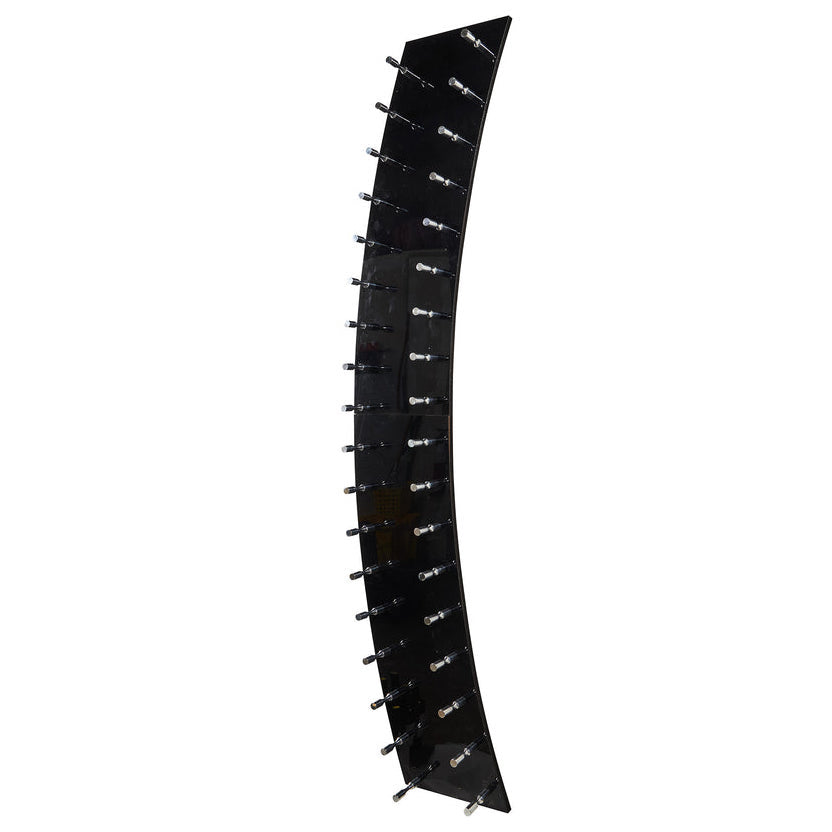 Wine Rack with Single Pegs and Panels Curved Black Polished Aluminum