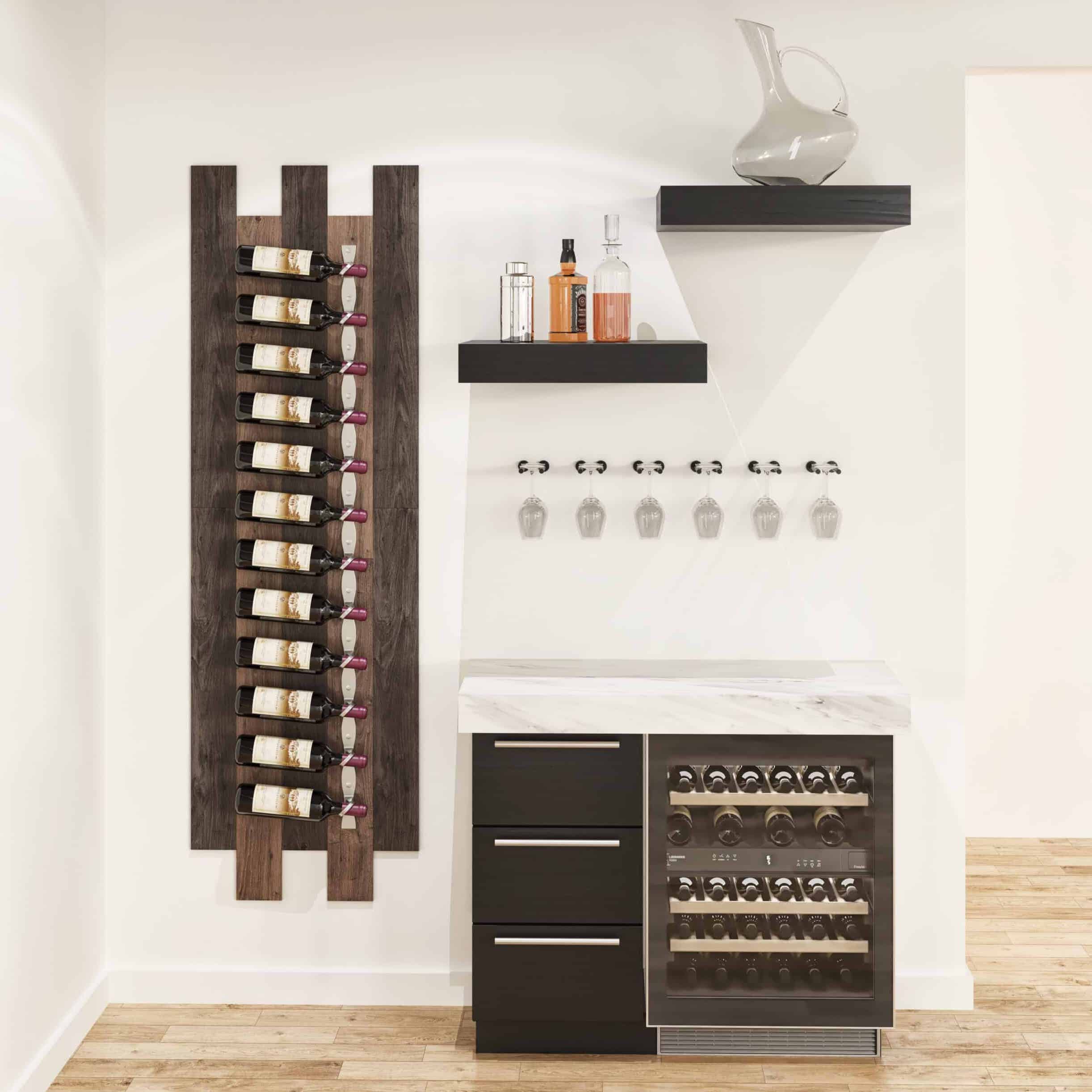 helix single 60 wall mounted metal wine rack on wall