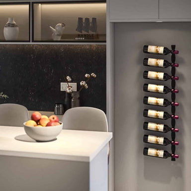 helix single 45 wall mounted metal wine rack in kitchen
